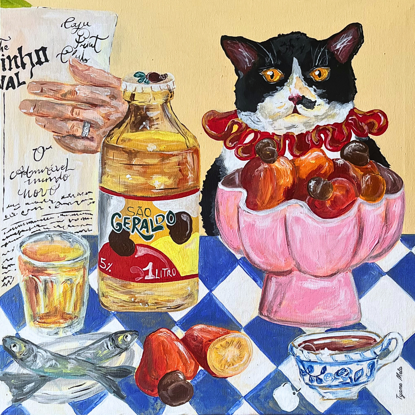 O gato na mesa posta - Print Digital