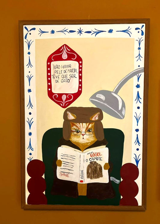Gato Lendo Gógol - Original