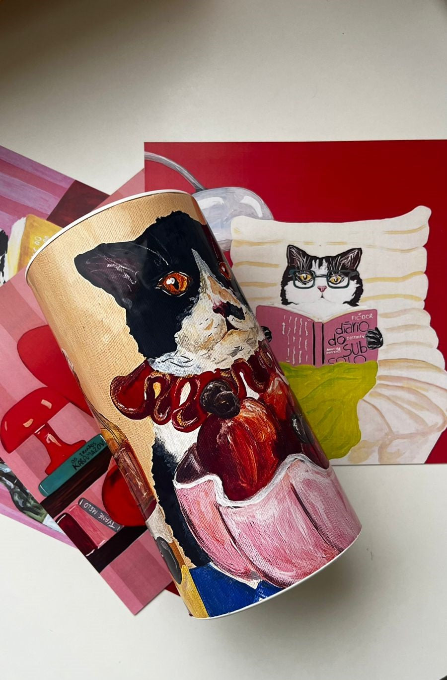 Caixa Presenteável + 6 prints Gatos Leitores