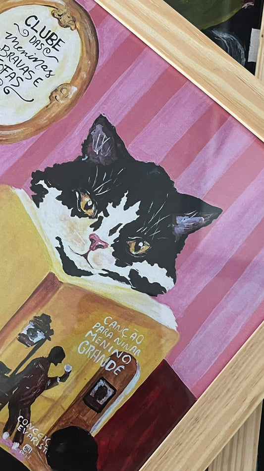 Quadro A4 - Gata Leitora